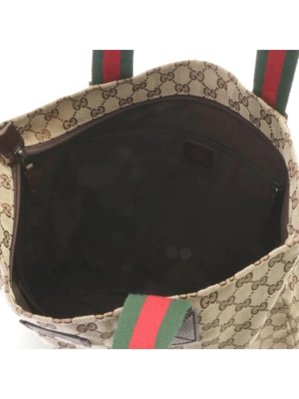 Gucci Sherry Line GG Tote Bag Beige Dark Brown